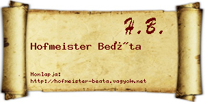 Hofmeister Beáta névjegykártya