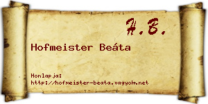 Hofmeister Beáta névjegykártya