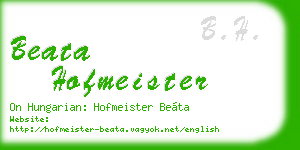 beata hofmeister business card